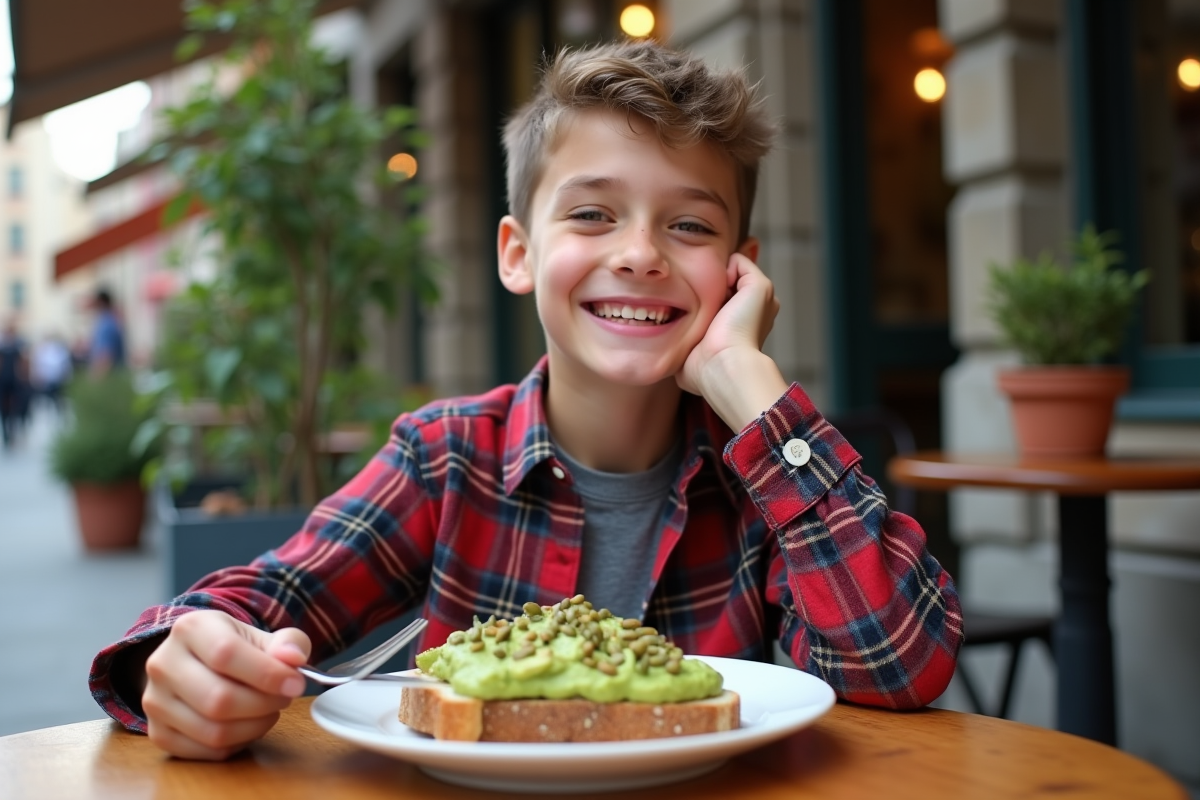 Adolescent dégustant un toast à l