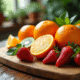 Assortiment de fruits riches en vitamine C sur une table en bois