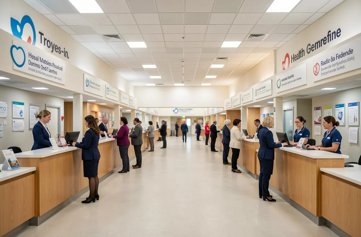 Hall d'accueil du Centre de Santé Polyvalent de Troyes Mutualité Champagne Ardenne