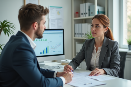 Médecin allergologue discute avec un patient dans un cabinet moderne
