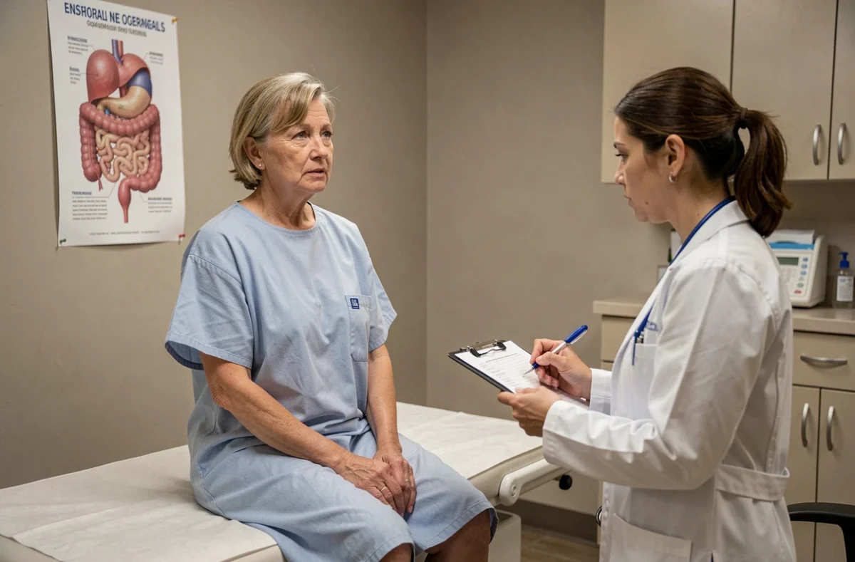 Patiente en consultation médicale pour des symptômes digestifs avec une gastroentérologue en cabinet médical