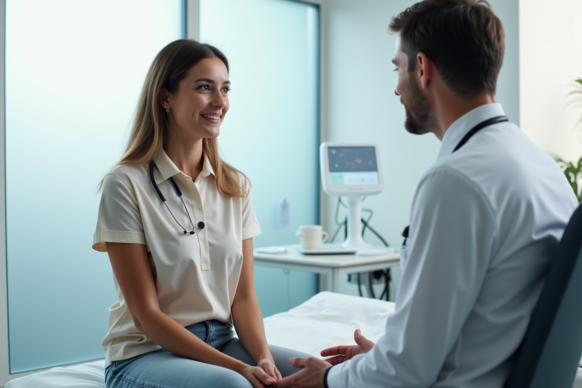 Femme patient en consultation avec un spécialiste vasculaire