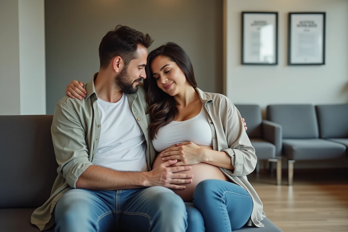 Couple enceinte dans une salle d