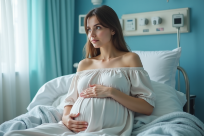 Femme enceinte dans une salle de maternité calme