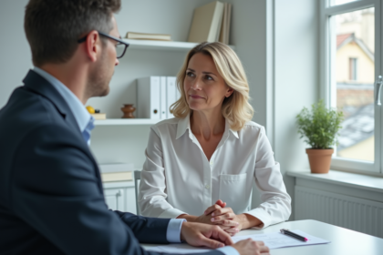 Femme attentive lors d'une consultation médicale en cabinet