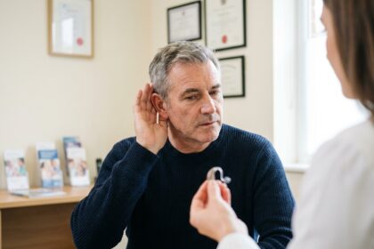 Homme d'âge moyen en salle d'audition moderne