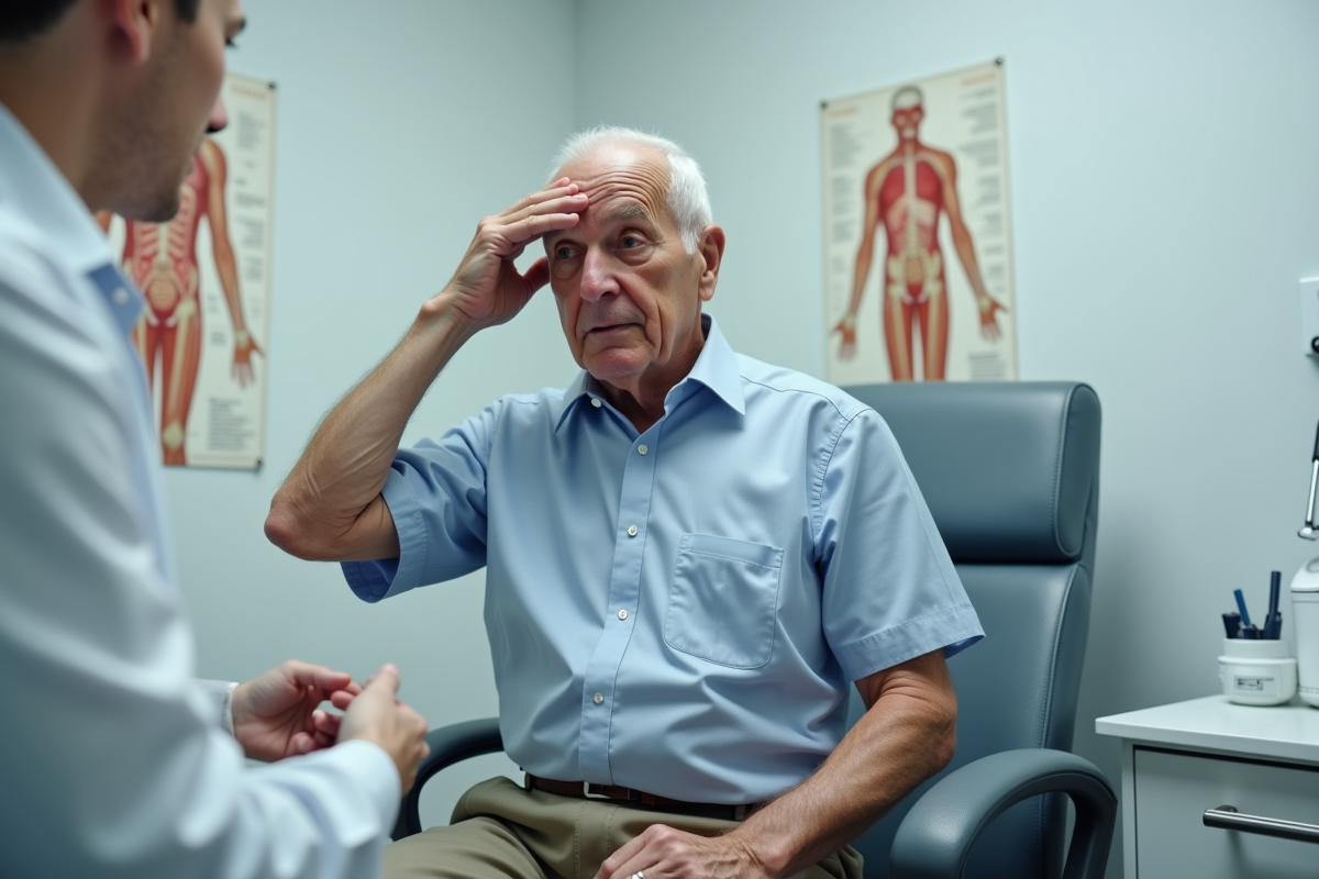 Homme âgé parlant à un médecin dans un cabinet