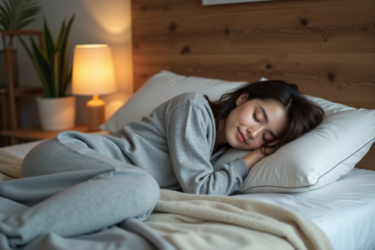 Jeune femme endormie paisiblement dans une chambre cosy