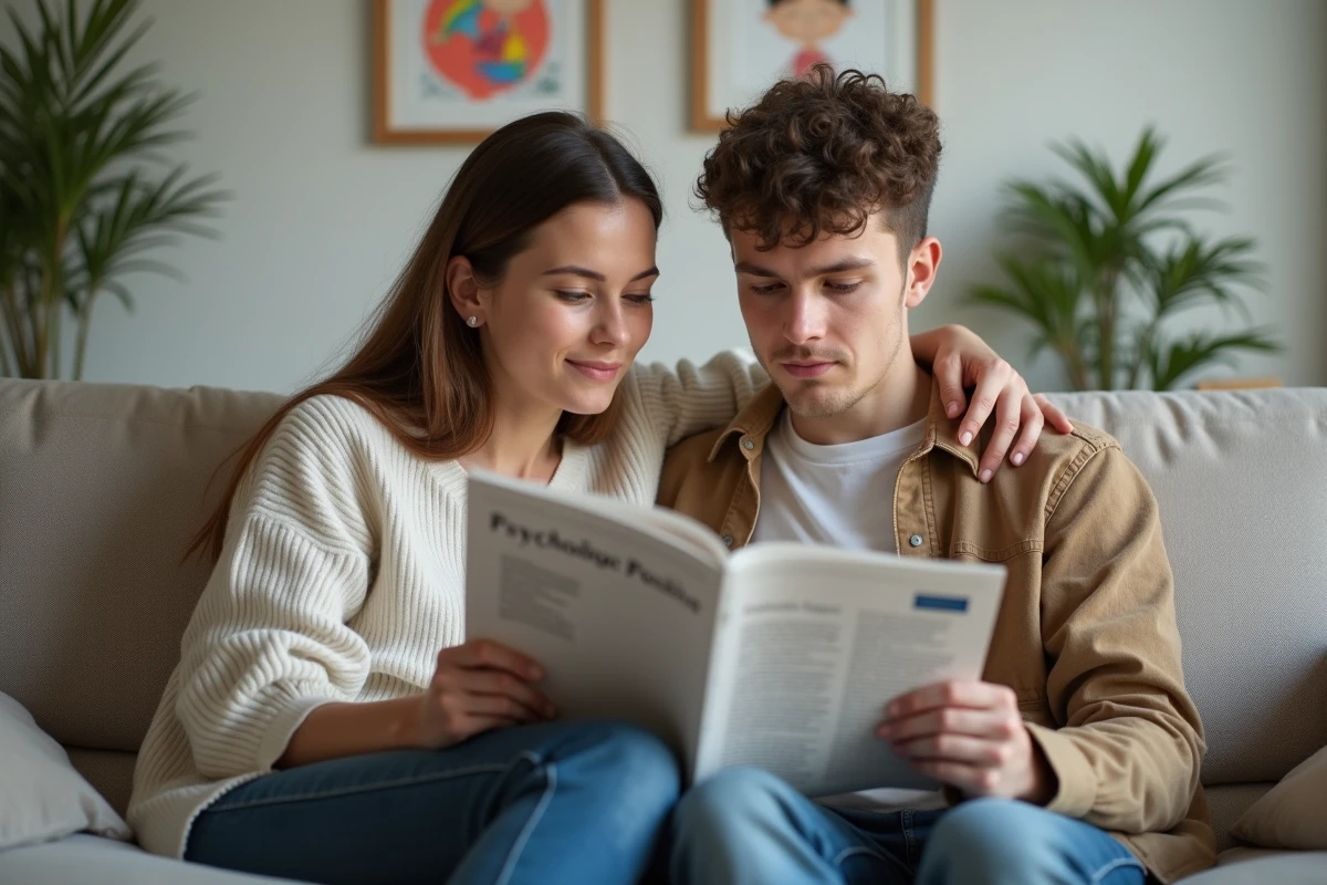 Mère et fils discutant autour d