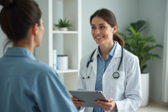 Dermatologue femme en consultation dans une clinique moderne