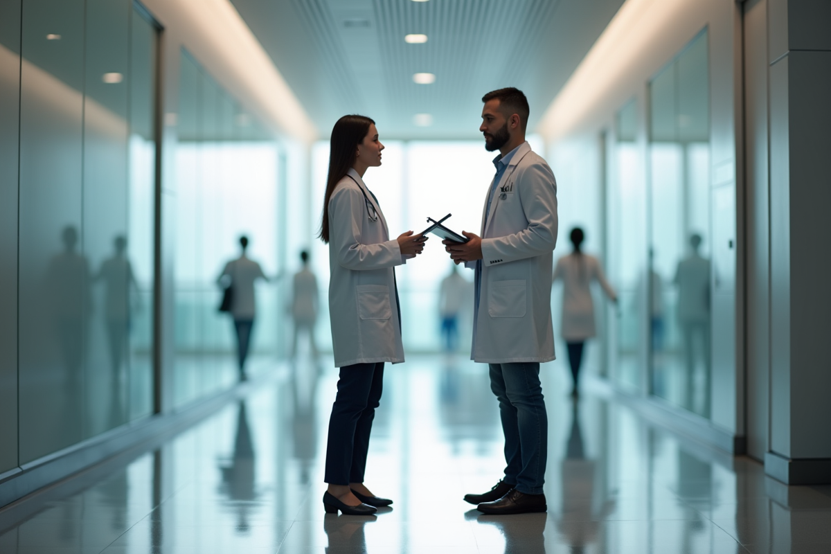 Jeune homme en consultation dans une clinique moderne