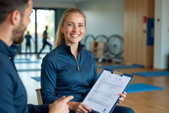 Femme souriante en rééducation avec physiotherapeute
