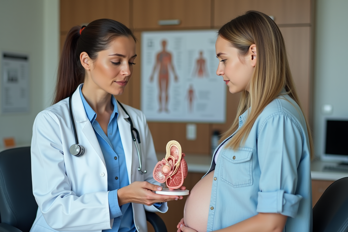 Medecin specialist discutant avec une future maman