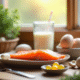 Table en bois avec aliments riches en vitamine D